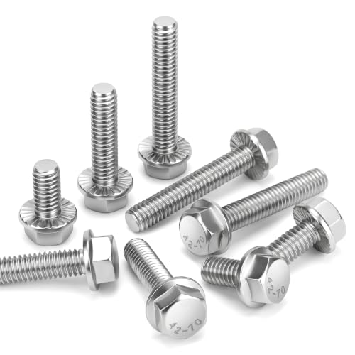 Image of Mellewell 1 /4-20 x 1-1 /2 inch Flanged Hex Head Bolts Flange Hexagon Screws, Stainless Steel A2, DIN 6921, 50 PCS
