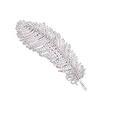 Crystal Hair Clips Clear Bridal Hair Barrettes Sparkling Simple Feather Design – Wedding Birthday Va
