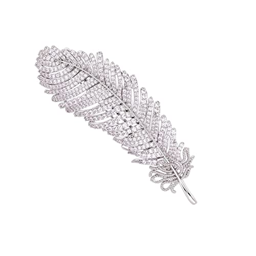 Crystal Hair Clips Clear Bridal Hair Barrettes Sparkling Simple Feather Design – Wedding Birthday Valentines Day Gifts Head Wear Hairpins For Women And Girls #TOP23