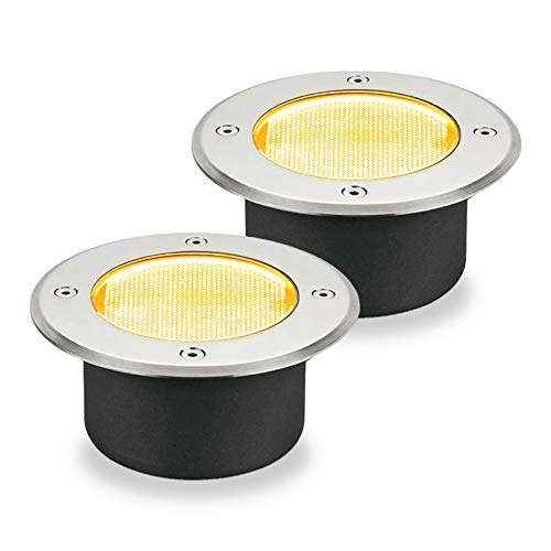 埋込み式 LED ガーデンライト ソーラー発電 電源不要 屋外用 防水 ESL-01/ESL-02 (2個セット, オレンジ(電球色))