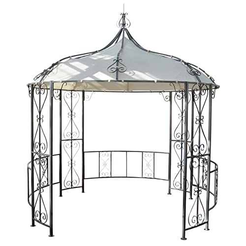 Décoshop26 Pergola pavillon Arche de Jardin Rond tonnelle chapiteau Tente de réception Cadre en Acier Robuste Ø 3m crème 04_0004059