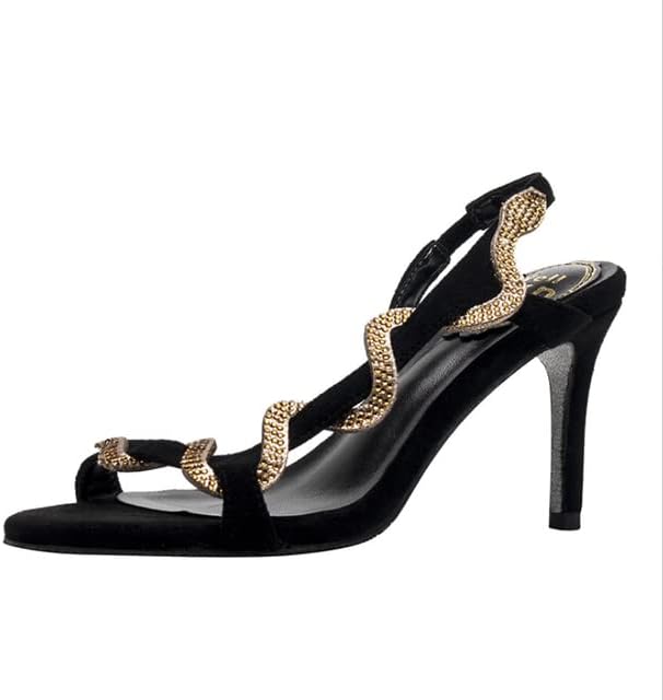 Koovan Women Sandals High Heels 8cm Black Diamond Snake New Roma In The  Summer 2023 Trend Suedes Shoes For Girls Sandals (Black 35) : Buy Online at  Best Price in KSA -