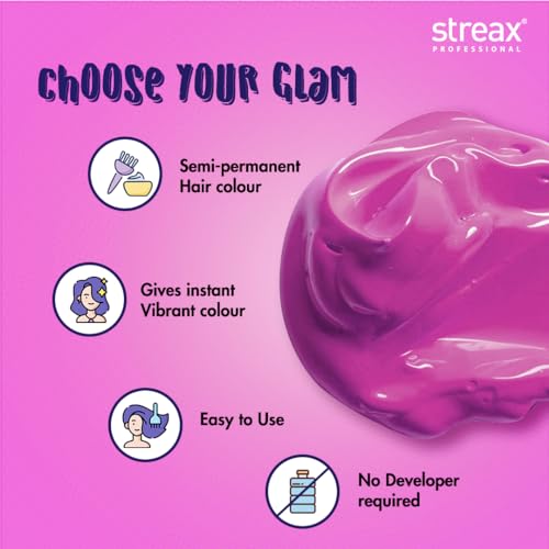 Image of Streax Professional Hold and Play Funky Colours, Hair Color, 100g - Groovry Pink