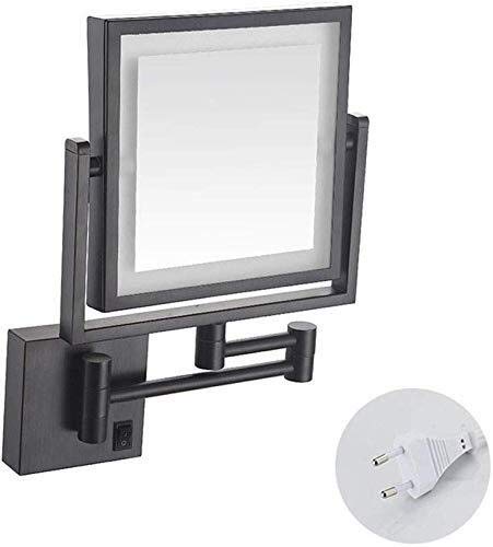 LCARYMakeup Mirror Two-Sided Square Makeup Mirror, Vanity Mirror 3X Magnification LED Lighted