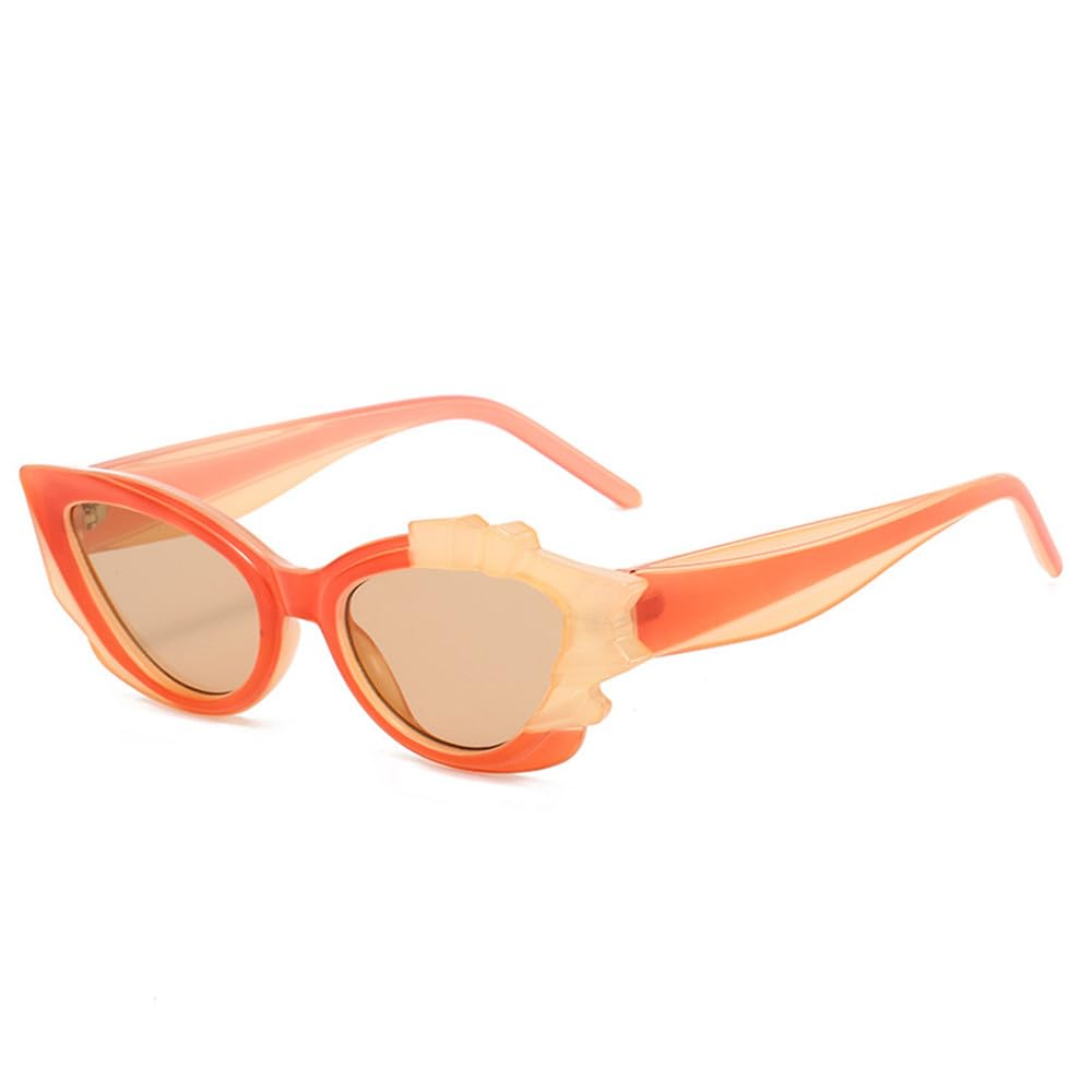Okulary przeciwsłoneczne Cat Eye damskie, mała oprawka, pomarańczowe, damskie, UV400, pomarańczowe, jasnobrązowe