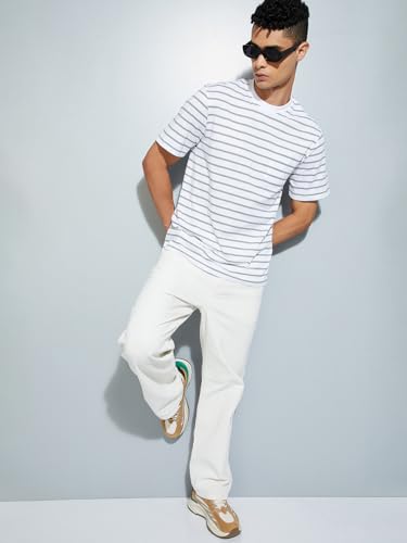 Image of Max Men's Cotton Regular Fit URB N Striped T-Shirt