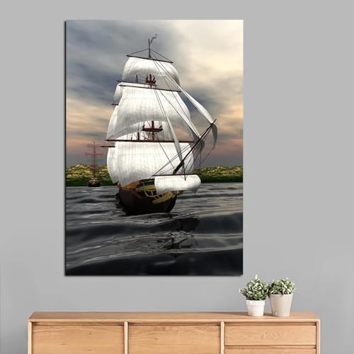 Art mural de voilier de qualité supérieure, impression sur toile moderne de 50 x 70 cm