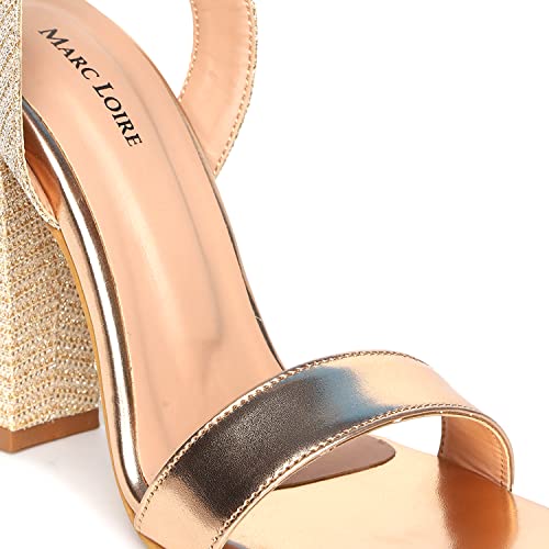 Image of Marc Loire Women's Faux Leather Comfortable Block Heel Sandals for Casual, Party and Formal Occasions.