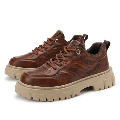 SKY VIEW Mens Fashion Shoes Low Top Platform Light Martin Boots Casual Athletic Hiking Shoes Chunky Walking Sneakers For Men Brown-03 43 EU