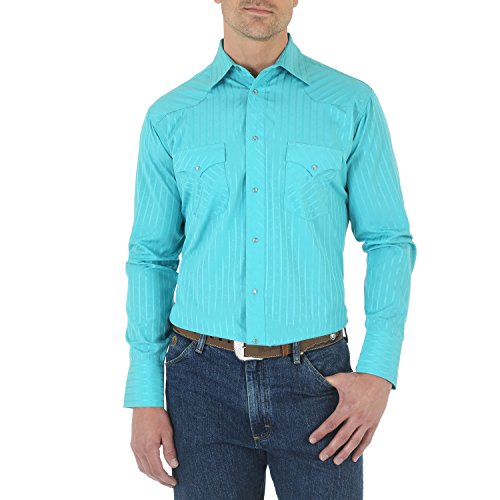 Wrangler mens Sport Western Long Sleeve Snap Shirt, Turquoise, XX-Large US