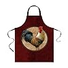 Farmhouse Rooster Aprons for Women Men with 2 Pockets, Farm Cock Animals Red Marble Waterproof Kitchen Aprons Adjustable Chef Apron for Cooking 26.5"x35"