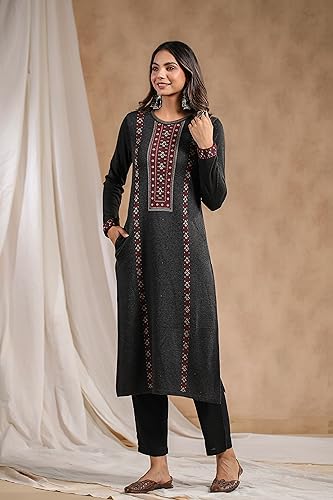 Image of Ishin Women's Polyester Regular Fit Tunic Geometric Regular Shirt