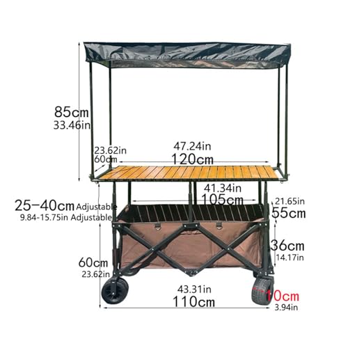 Outdoor Utili Cart con tavolo e baldacchino – Versatile n per campeggio, spiaggia, barbecue, shopping, tailgating – Heavy-Du, pieghevole, design per tutti i terreni