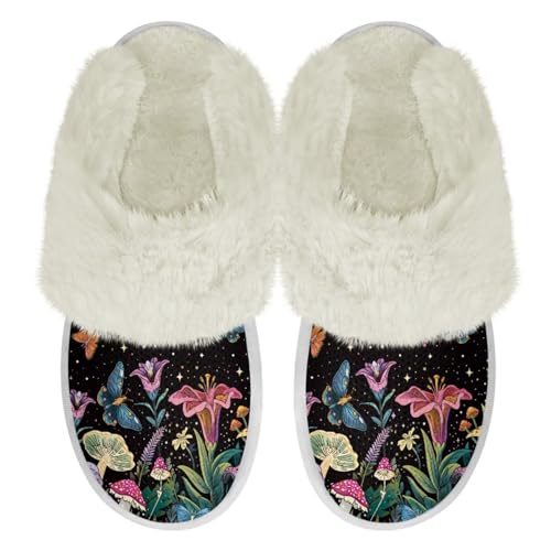 Howilath Mushroom Plush House Slippers for Women Warm House Slippers with Fur Edges for Indoor & Outdoor2