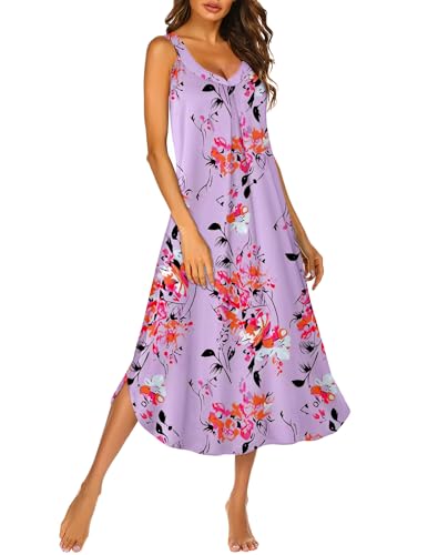 Image of Ekouaer Womens Sleeveless Nightgown Full Slip Nightshirt Long Nightwear Full Length Loungewear Tank Nightdress S-2XL