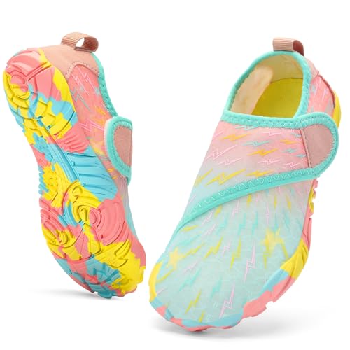 Image of Kids Water Shoes Boys Girls - Wide Toe Box Quick Dry Barefoot Shoes Breathable Non Slip Aqua Athletic Sneakers for Swim Beach Pool Kayak Hiking Sand Walking Travel Essentials (Little Kid /Big Kid)
