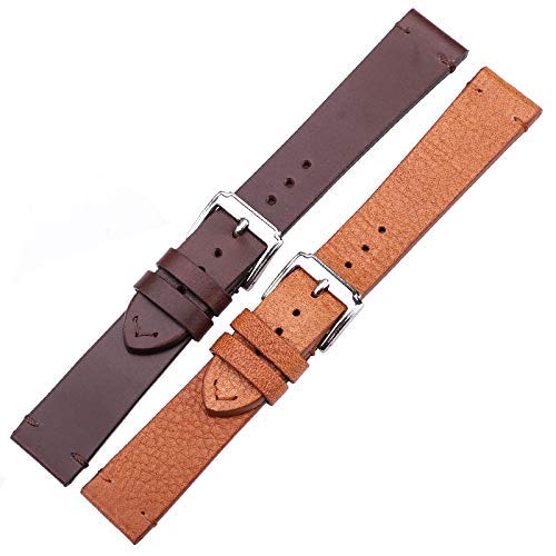 Leder-Uhrenarmbänder, Ersatz-Uhrenarmband, Leder-Uhrenarmband, 18 mm, 20 mm, 22 mm, für Herren und Damen, Vintage-Band mit Edelstahl-Dornschließe