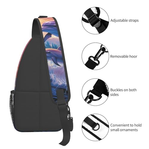 Mochila Sling Crossbody Negra para Senderismo miniatura 4
