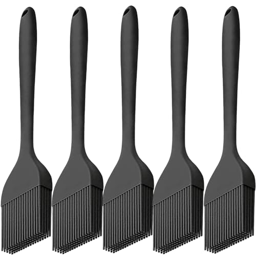 5 Stück Backpinsel Silikon,Silikonpinsel Küche Wiederverwendbar SoßEnpinsel,Küchenpinsel Back Egg Silicone Küchenpinsel Eierpinsel Schwarz,Pinsel Backen für Passen Backen Kochen Grillen