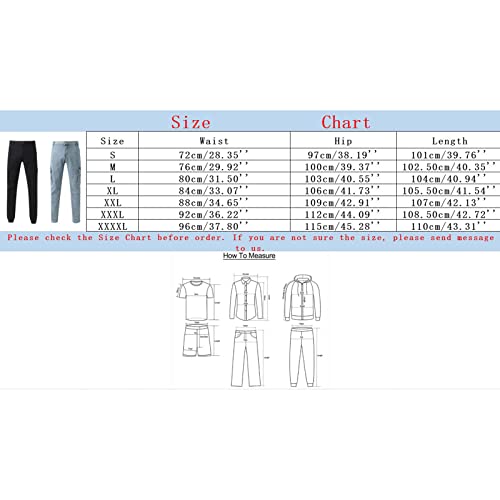 Generisch Cargo Jeanshose Herren Stretch, Cargohose Herren Jeans, Denimhose Vielen Taschen Stretchjeans Slim Fit Bikerjeans Einfarbig Freizeithose Washed Arbeitshosen College Lässig Stoffhose