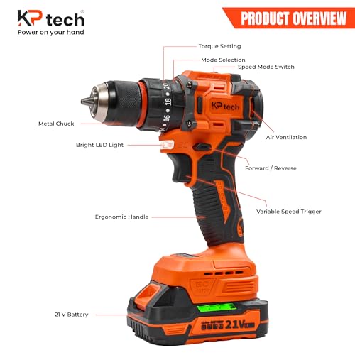 KP TECH 21V Cordless Drill Machine 2Ah - Image 4