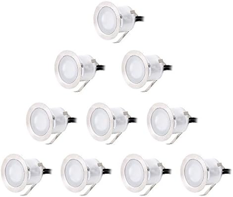 Atshark Low Voltage Warm White Kit, CroLED Stainless Steel Waterproof Recessed Wood Decking Stairs Garden Yard Patio Decor Lamp Outdoor LED Lighting, Pack of 10