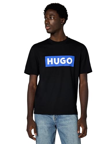 HUGO Logo Stripe Cotton Crew Neck T-Shirt Black Pepper Medium