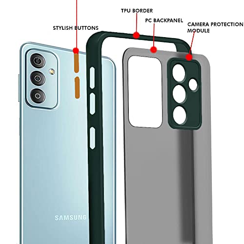 Image of TheGiftKart Translucent Hybrid Back Cover Case for Samsung Galaxy F23 5G | Smoked Matte Back | 360 Degree Protection | Protective Hard Back Case Cover for Samsung F23 (PC & TPU | Green Bumper)