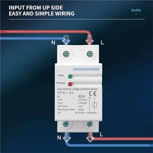 Relé de protección 60A 230V sobretensión y subtensión riel DIN 4