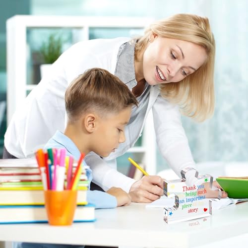VELENTI Teacher Appreciation Gifts for Women, Men - Thank You Paperweight Acrylic Block Puzzle 3.35 x 2.76 inch - Heartwarming Teacher Gift - Cute Student Teacher Gifts - Novelty Daycare Teacher Gift