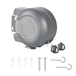 Retractable Washing Line 30m Outdoor, Heavy Duty Wall Mounted Double Washing Lines Extendable Clothes Line Laundry Drying Line for Drying Space, Grey