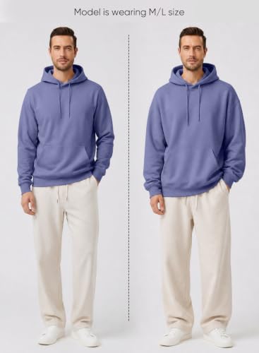Image of JMIERR Mens Fleece Lined Hoodie Pullover Drawstring Pocket Winter Warm | Cozy fleece-lined pullover, adjustable drawstring hood, kangaroo pocket, regular fit, machine wash