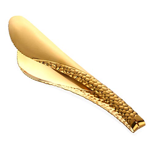 Toast Tongs - Stainless Steel Serving Tongs Metal Server Tongs for Pasta BBQ Appetizers Pastries Gold