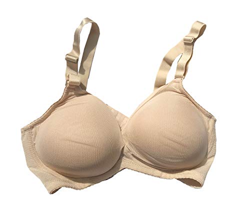 El juego de sujetador transparente con bolsillo transparente incluye un sujetador y 2 formas de senos de esponja... (44B, beige) Cover