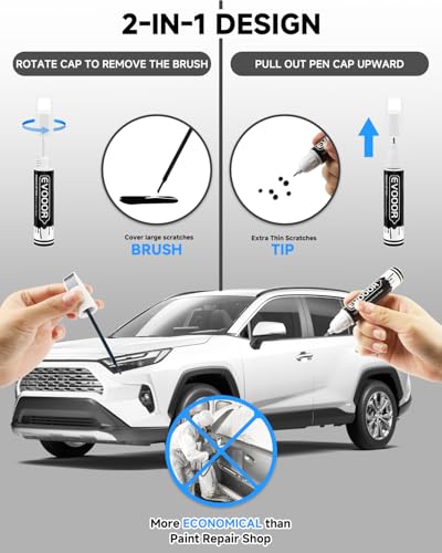 Image of 040 Super White /Ice Cap Touch Up Paint Compatible with Toyota Exact Match 2 in 1 Touch up Paint for Chips and Nicks Repair