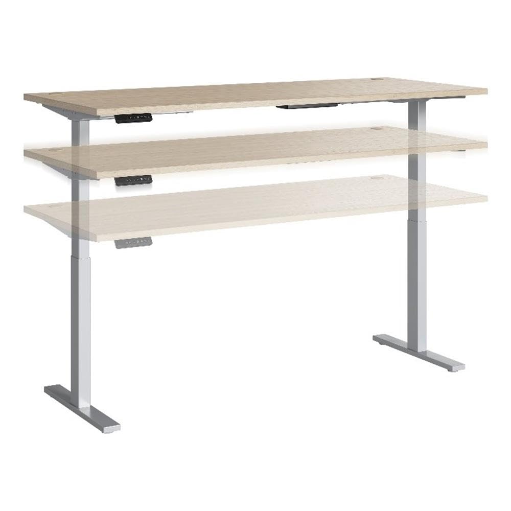 BOWERY HILL 48W Adjustable Standing Desk Engineered Wood Natural Elm Finish Motorized Height Adjustable from 27-46 7 in