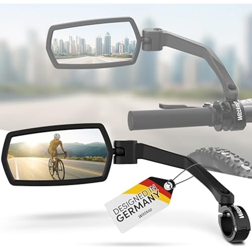 WITTKOP Bike mirror | Large HD field of vision | 360° rotatable & foldable | Mounting above & below | Break-proof & durable | ebike accessories, bike mirror handlebar mount, bicycle mirrors