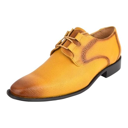 Sapatos masculinos - Sapato social masculino de couro genuíno clássico com cadarço Oxford, Mel, 42