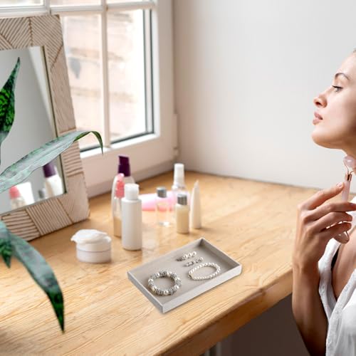 Jewelry Organizer Trays, Jewelry Organizer Drawer Insert, Velvet Jewelry Display Tray for Necklace, Jewelry Tray Flat Accessory Showcase for Ring Beads Bracelets Earrings (Beige Blank Trays) - Image 4