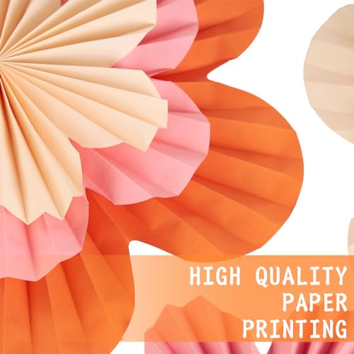 PAPER JAZZ Spring Paper Flowers Decoration Summer Orange Birthday Party Decoration Orange Pink Groovy Paper Fans Classroom for Wall Hanging Decor for Office Baby Shower Bulletin Board. by PAPER JAZZ - Image 4