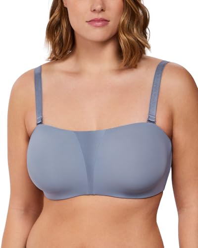Image of HSIA Strapless Bra for Big Bust Women, Plus Size Full Coverage Bandeau Fiery Bra Anti-Slip Underwire Support for Large Breast