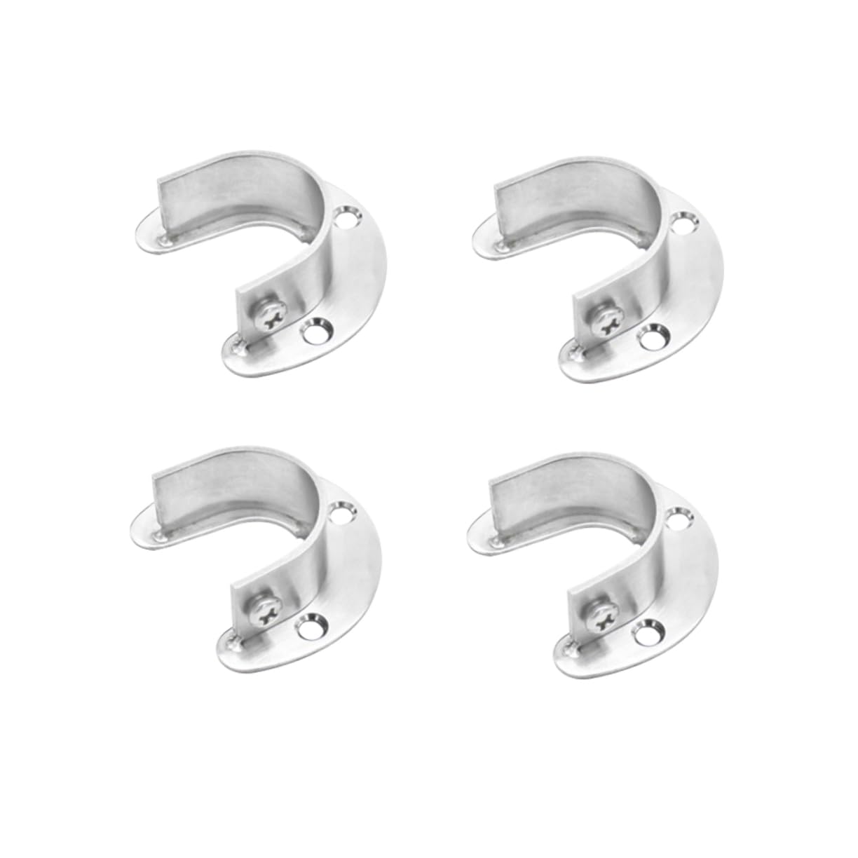 TIDTALEO 4pcs Stainless Steel Coat Rod Base Flange Rod Bracket Hanging Rods Curtain Rod Brackets Curtain Rod No Drill Dowel Rod Bracket Garment Closet Valet Adjustable Rail Pole Silver