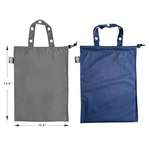 Image of 2 Pack Leakproof Car Trash Bags Detachable Waterproof Garbage Bags with Drawstring Hanging Organizer for Back Seat & Travel Grey & Navy