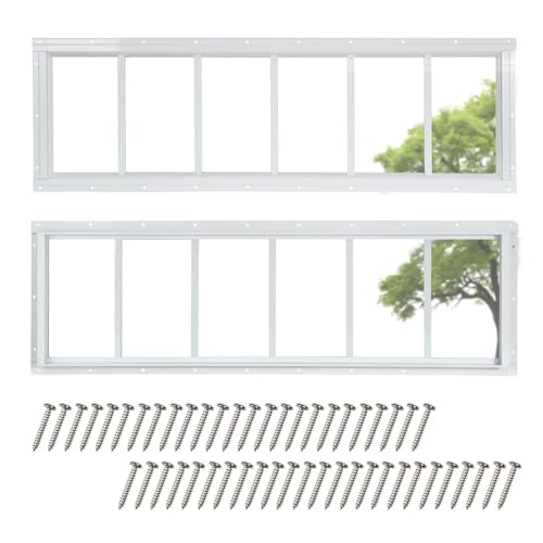 COLORPAPA 2 Pack Shed Windows 10x35 Transom Window Fixed Design with Tempered Glass for Shed Chicken Coop Playhouse Household Garage Barns (White)
