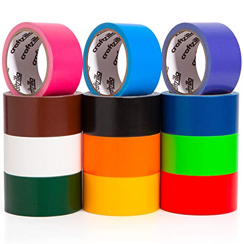Craftzilla Rainbow Colored Duct Tape - 12 Bright Duct Tape Colors - 10 Yards x 2 Inch -Waterproof - Multipack for Arts