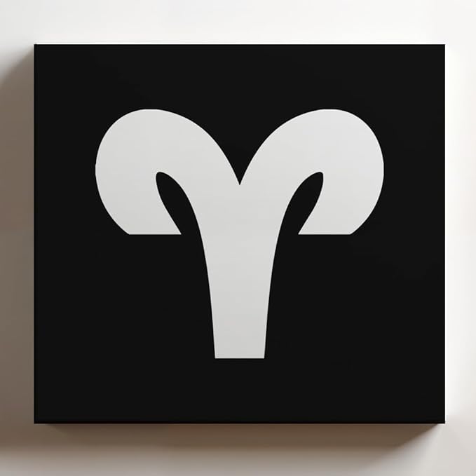(White, 16x16x1.25 In) Gallery Wrapped Canvas Wall Art Print of Odiac Signs Aries Icon Symbol - 100% Cotton, Ready to Hang, High-Definition Giclée Printing, Fade-Resistant, Modern | USCUNCA0177815WH