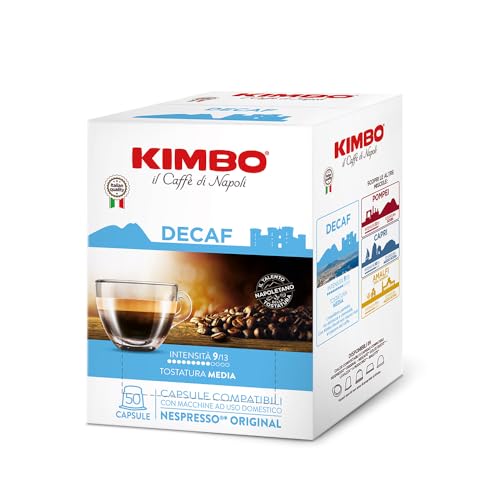 Kimbo Mezcla DEK Le Maraviglia del Gusto – 50 Cápsulas, compatibles con cafeteras Nespresso*
