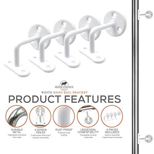Pack of 4 Handrail Brackets for Stairs White Banister Rail Brackets - Image 2