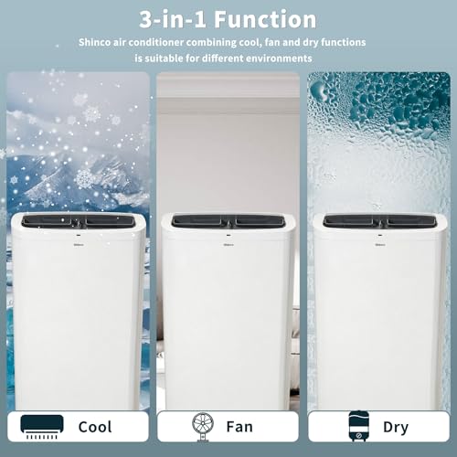 Image of Shinco 14,000 BTU White Portable Air Conditioner, Portable AC Unit with Built-in Cool, Dehumidifier & Fan Modes for Room up to 700 sq.ft, Room Air Conditioner with Remote Control, Installation Kit