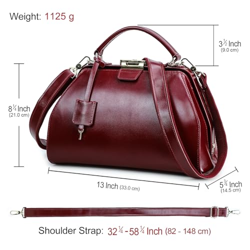 Image of CONTACTS Doctor Bag Purse for Women Luxury Leather Handbag with Lock Shoulder Bag Vintage Top Handle Bag